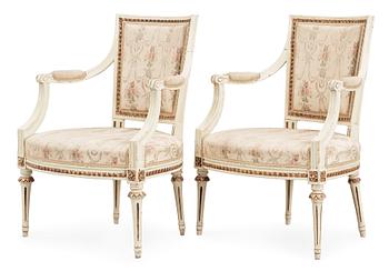 434. A pair of Gustavian armchairs by J. E. Höglander, master 1777.