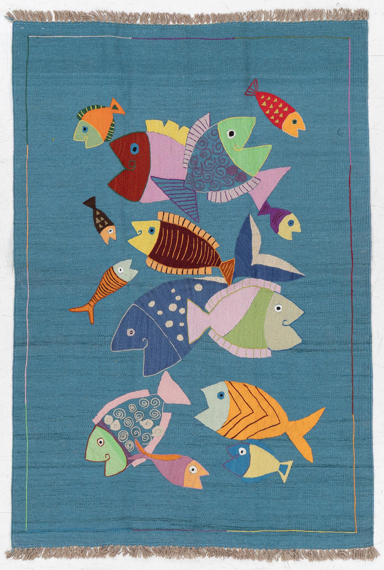 A hand-embroidered kilim rug, c. 178 x 121 cm.