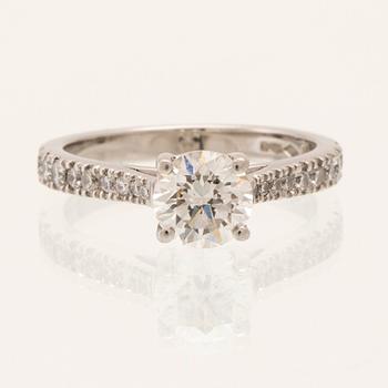 Platinum ring with round brilliant-cut diamonds, GIA cert, Van Bruun.