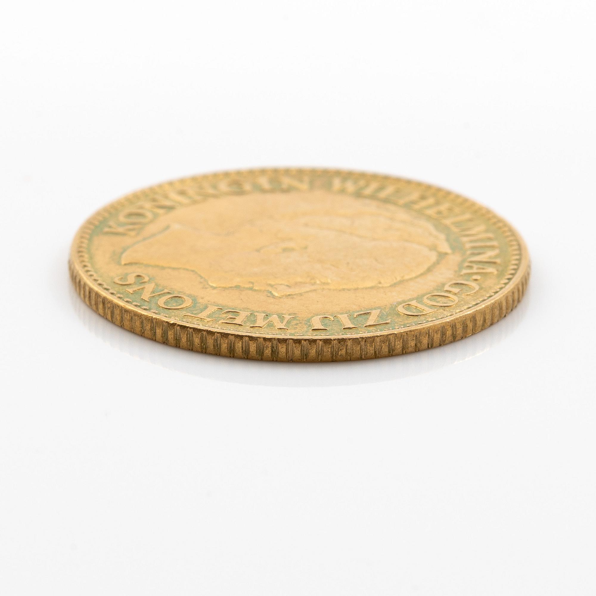 Gold coin, Netherlands, Wilhelmina, 10 Gulden 1932.