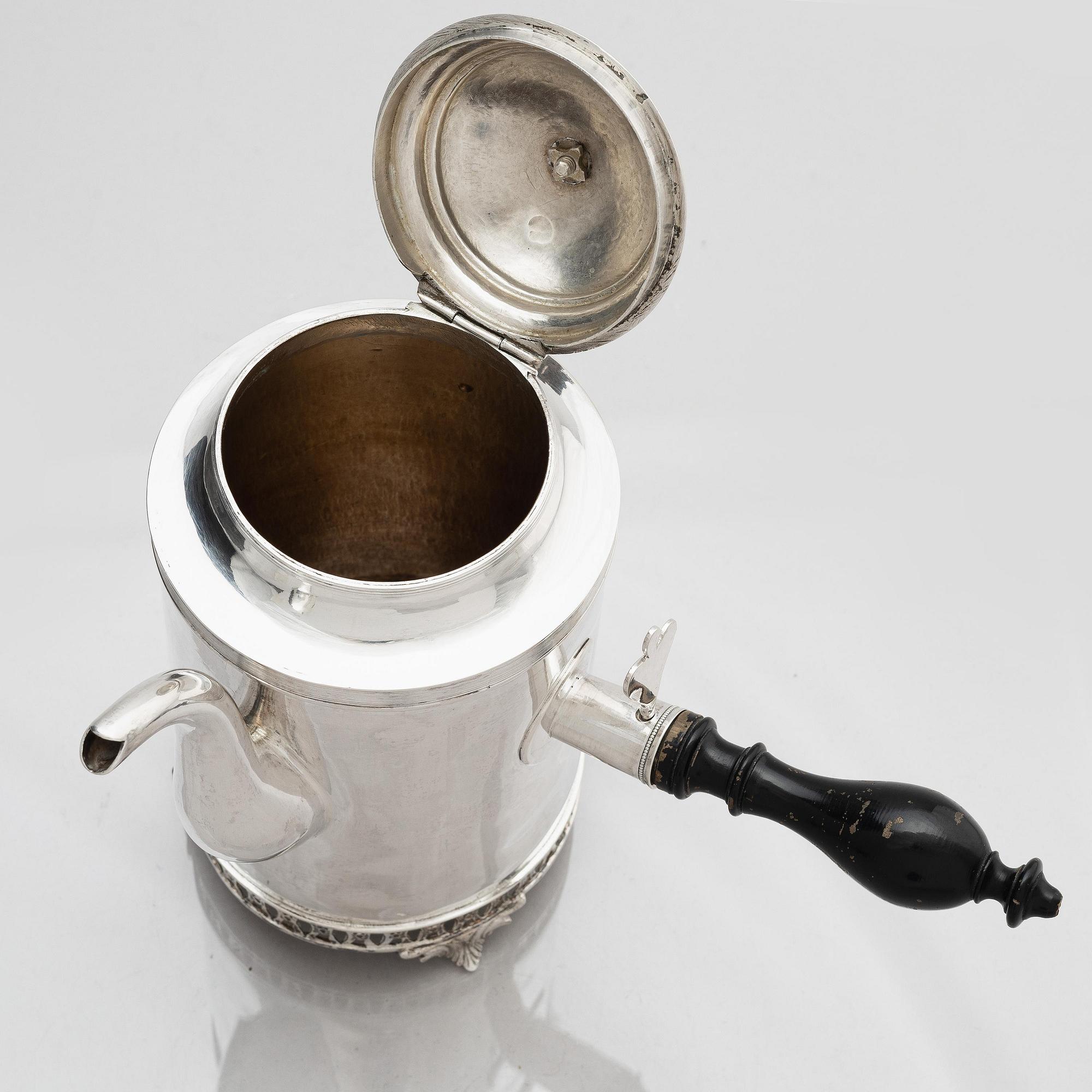 Stephan Westerstråhle, kaffekanna, silver, Stockholm, 1811. Sengustaviansk.