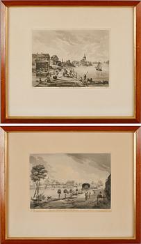 KOPPARSTICK, 2 st, efter J F Martin, 1800-tal.