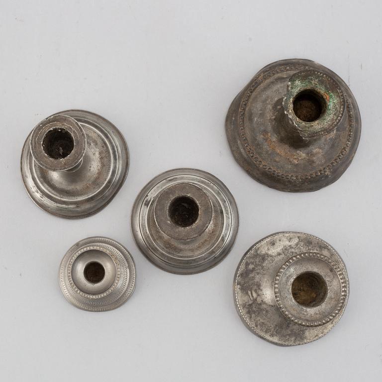 LJUSSTAKAR, 5 st, tenn, 1800-tal.