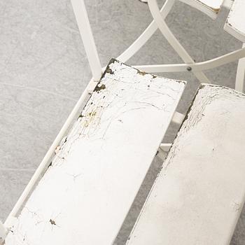 A set of seven garden chairs and two tables Byarums bruk, later part of the 20th century.