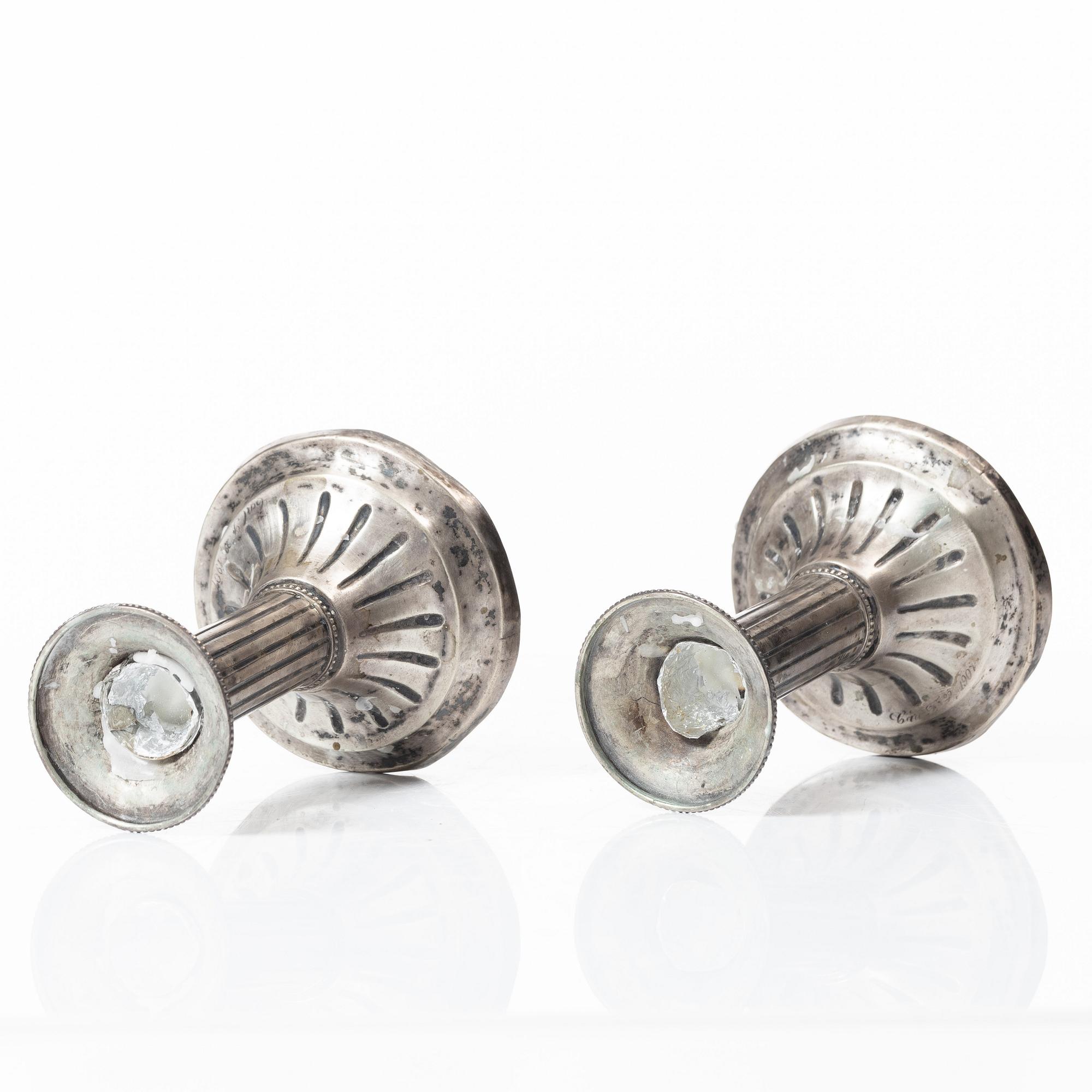 Candelsticks, a pair, silver, Sweden 1795.