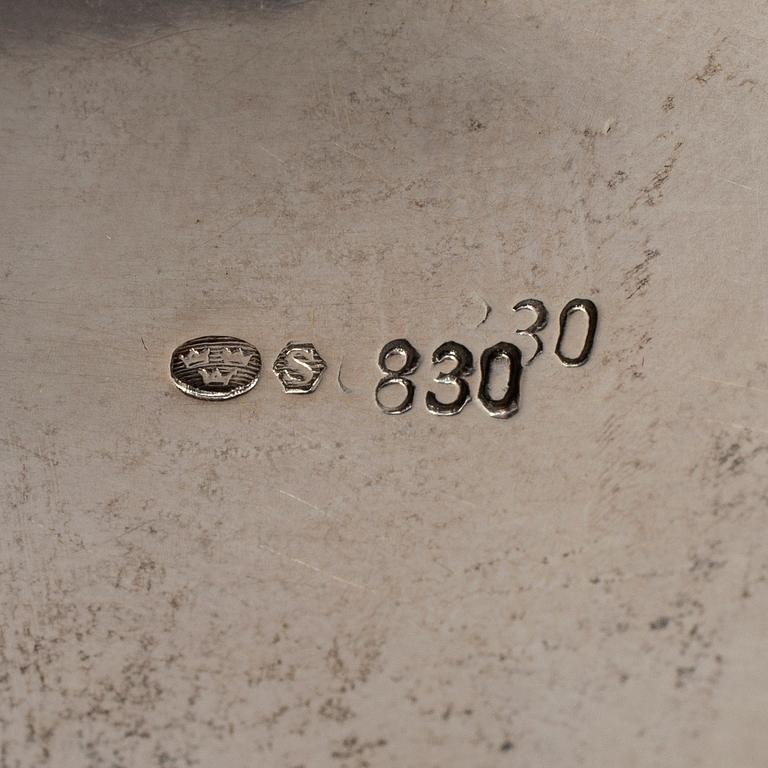 A rococo-style 20th century silver cream-jug and sugar-box, Swedish import marks.