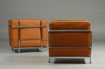 FÅTÖLJER, ett par, kopia efter "LC-2", Le Corbusier.