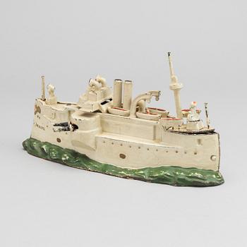 A IRON CAST BATTLE SHIP BANK "MAINE" BY J. & E. Stevens Co, Cromwell, early 20th century.