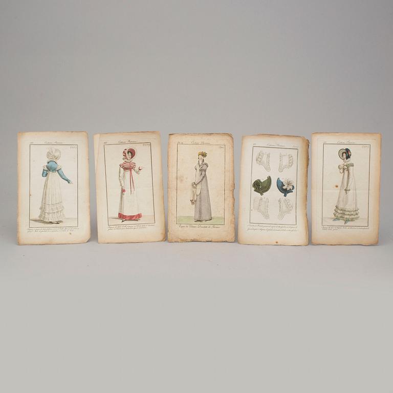 A SET OF 26 HAND COLOURED FASHION ILLUSTRATIONS, early 19th century.