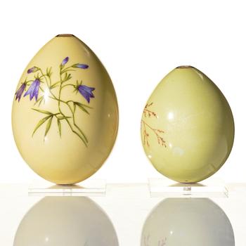 Two Russian porcelain Easter Eggs, circa 1890-1900. presumably Imperial Porcelain Manufactory, St Petersburg.