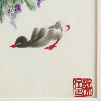 A painting by Deng Baiyuejin (1958-), "Spring garden" (man yuan chun se), signed and dated 2008.