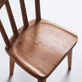 Axel Einar Hjorth, a set of four "Utö" stained pine chairs, Nordiska Kompaniet 1930s.