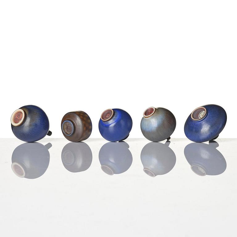 Berndt Friberg, a set of nine miniature stoneware vases, Gustavsberg Studio 1967-71.