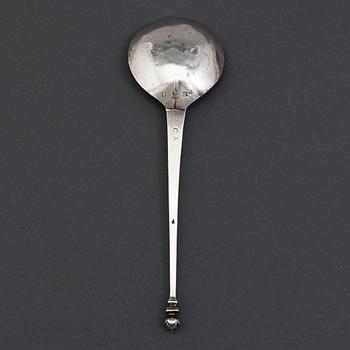 A 17th century silver spoon, unidentified marks.