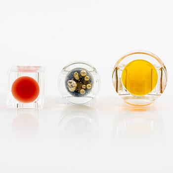 Siv Lagerström, three acrylic rings, 1970s.