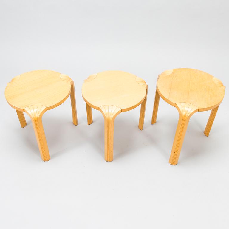 ALVAR AALTO, A set of three 'X600' stools for Artek, late 1990s.