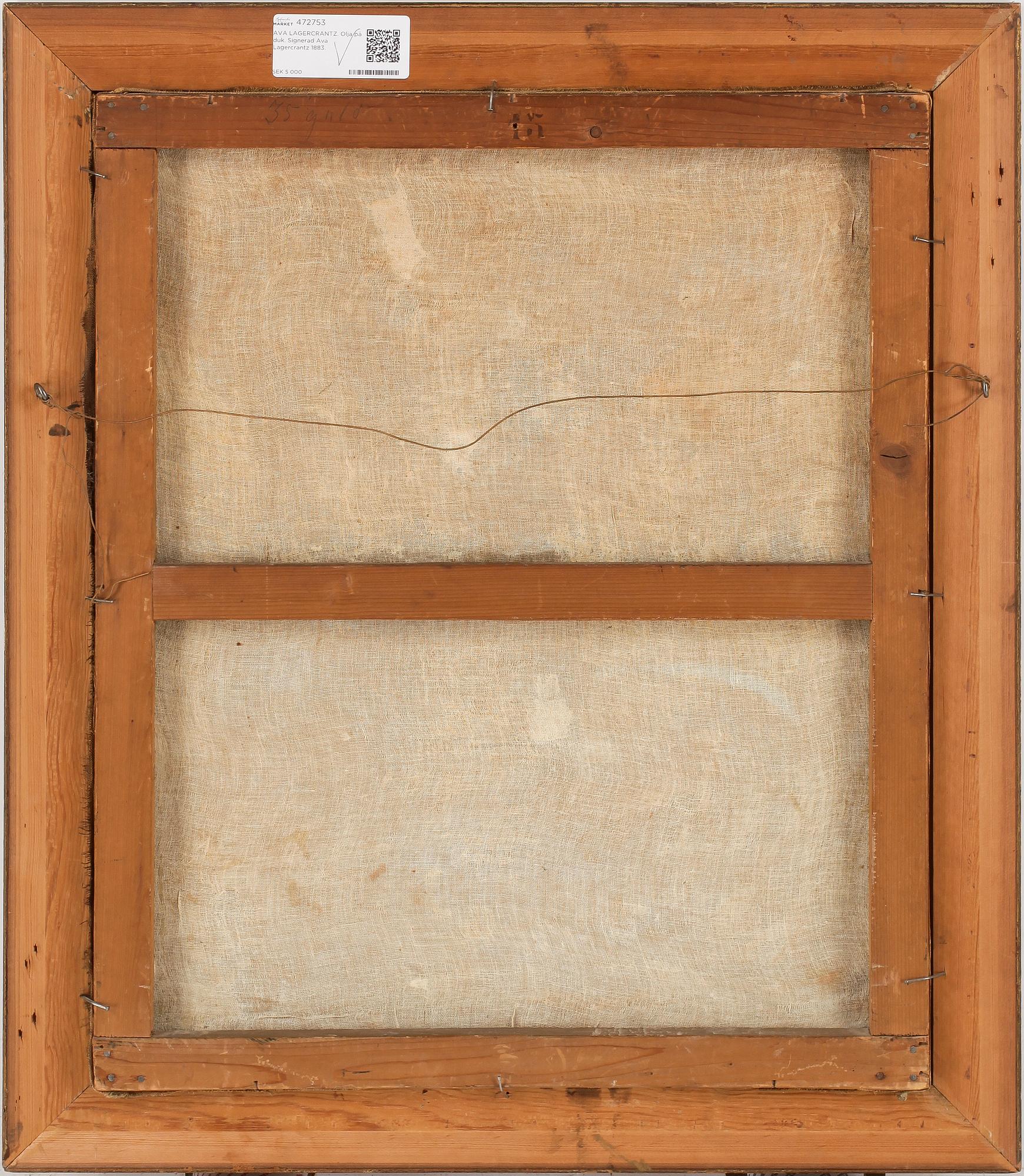 AVA LAGERCRANTZ. Olja på duk. Signerad Ava Lagercrantz 1883.