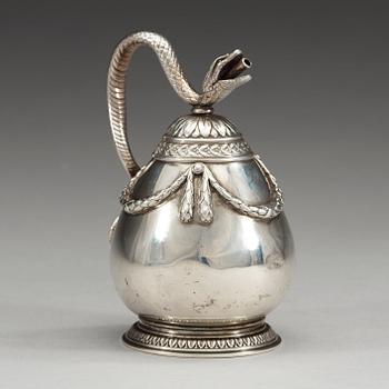 A Russian early 20th century FABERGÉ silver burner, marks of The First Silver Artel, S:t Petersburg 1908-1917.