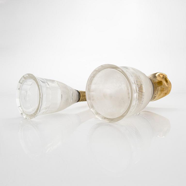 A set of three glass service parts, Moser, Czech Republic.