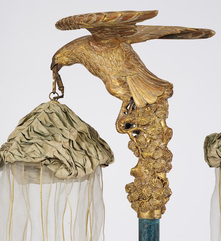 A pair of Art Deco chinoiserie floor lamps, 1920's.