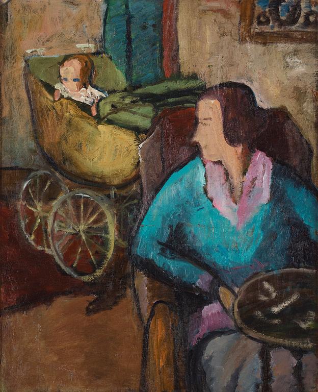 Agda Holst, Woman with Child in Carriage.