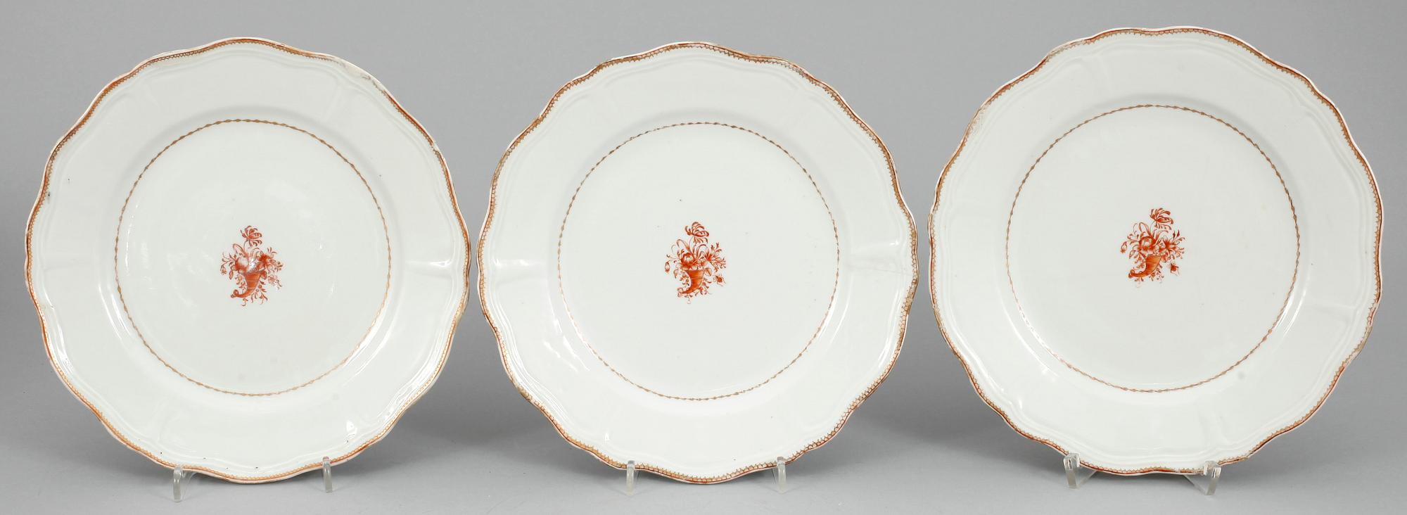TALLRIKAR, 5 st. Porslin, Kina, 1700-tal.