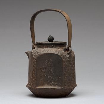 TEKANNA med LOCK, järn. Japan, Meiji (1868-1912).