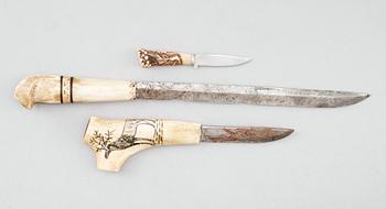 SAMEKNIVAR, 3 st, horn, 1900-talets första hälft och 1900-talets mitt.