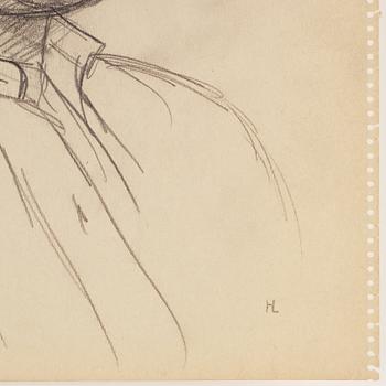 HILDING LINNQVIST, blyertsteckning, signerad HL.