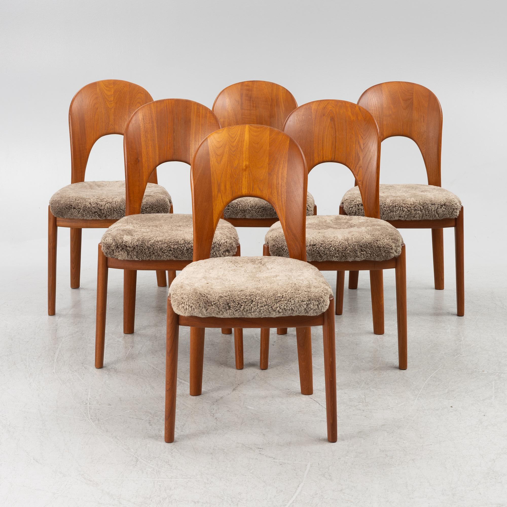 Niels Kofoed, six chairs, Hornslet, Denmark, second half of the 20th Century.