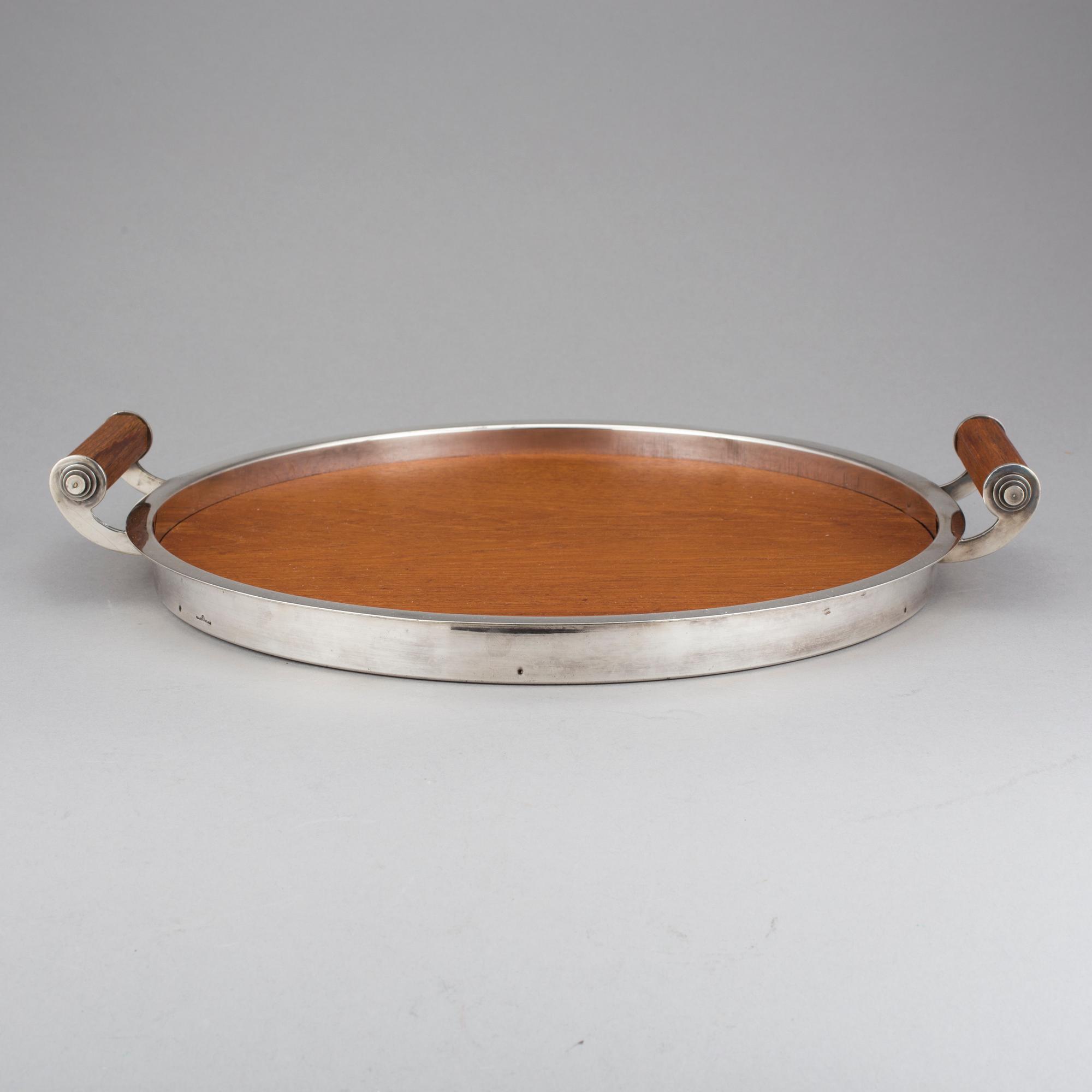 BRICKA, nysilver och teak, Guldsmedsaktiebolaget GAB, 1930/40-tal.