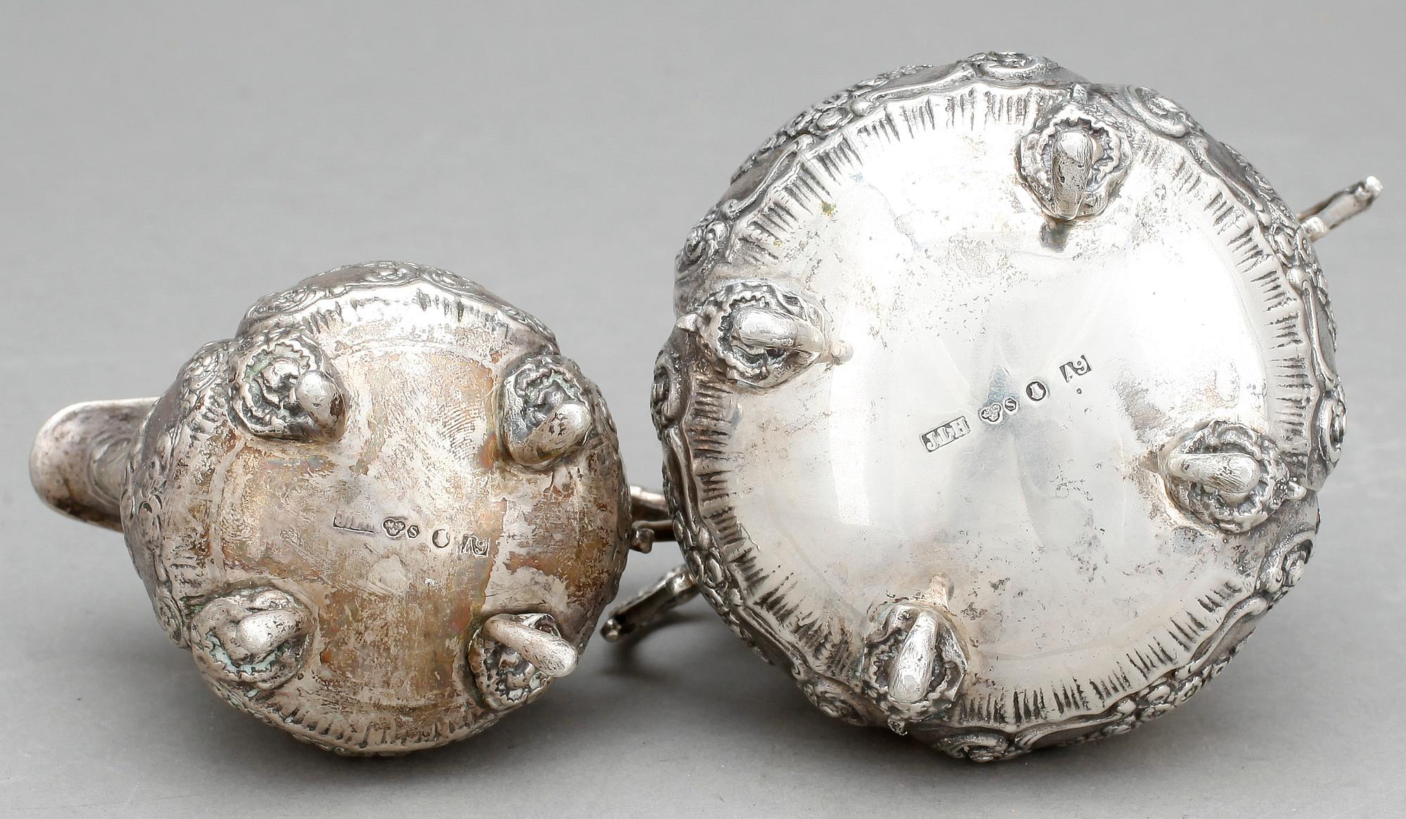 SOCKERSKÅL OCH GRÄDDKANNA, silver, Hultman A/B J L, 1951. Totalvikt 284 gram.