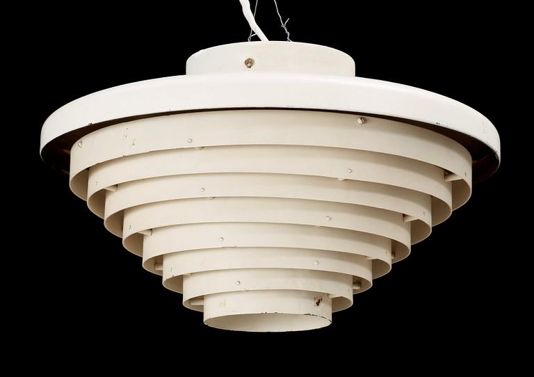 An Alvar Aalto white lacquered metal 'A 205' ceiling light, Valaistustyö Ky, Finland, probably 1950's.