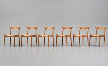 Hans J. Wegner, stolar 6 st., modell "W1", C.M. Madsens Fabriker, Danmark 1950-tal.