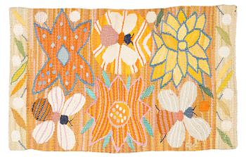 182. Ann-Mari Forsberg, född Lindbom, a textile, "Bilöpare", a tapestry variant, ca 31 x 49 cm, signed AMF.