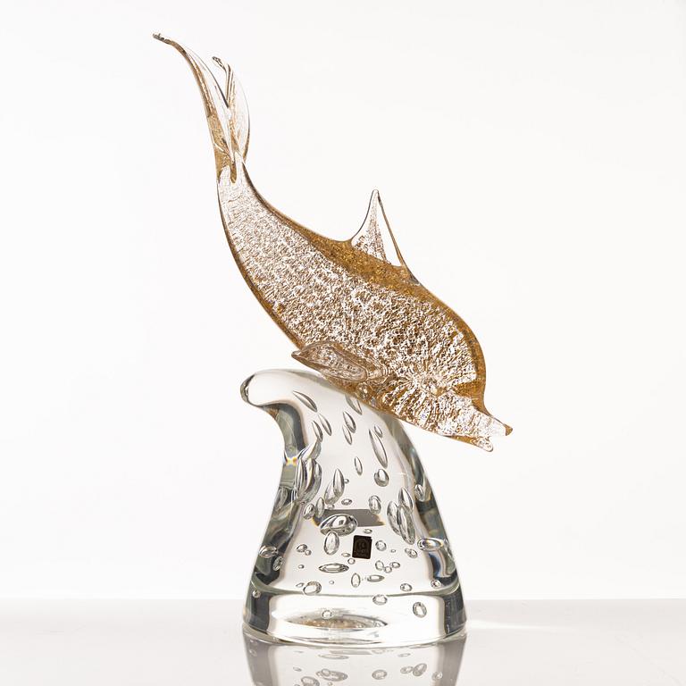 Oscar Zanotti, a dolphin glass sculpture, Zanotti, Murano, Italy.