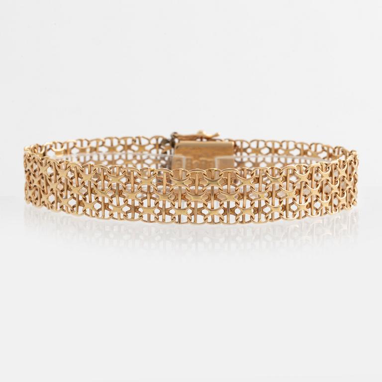 Armband, x-länk med stav, 18K guld.