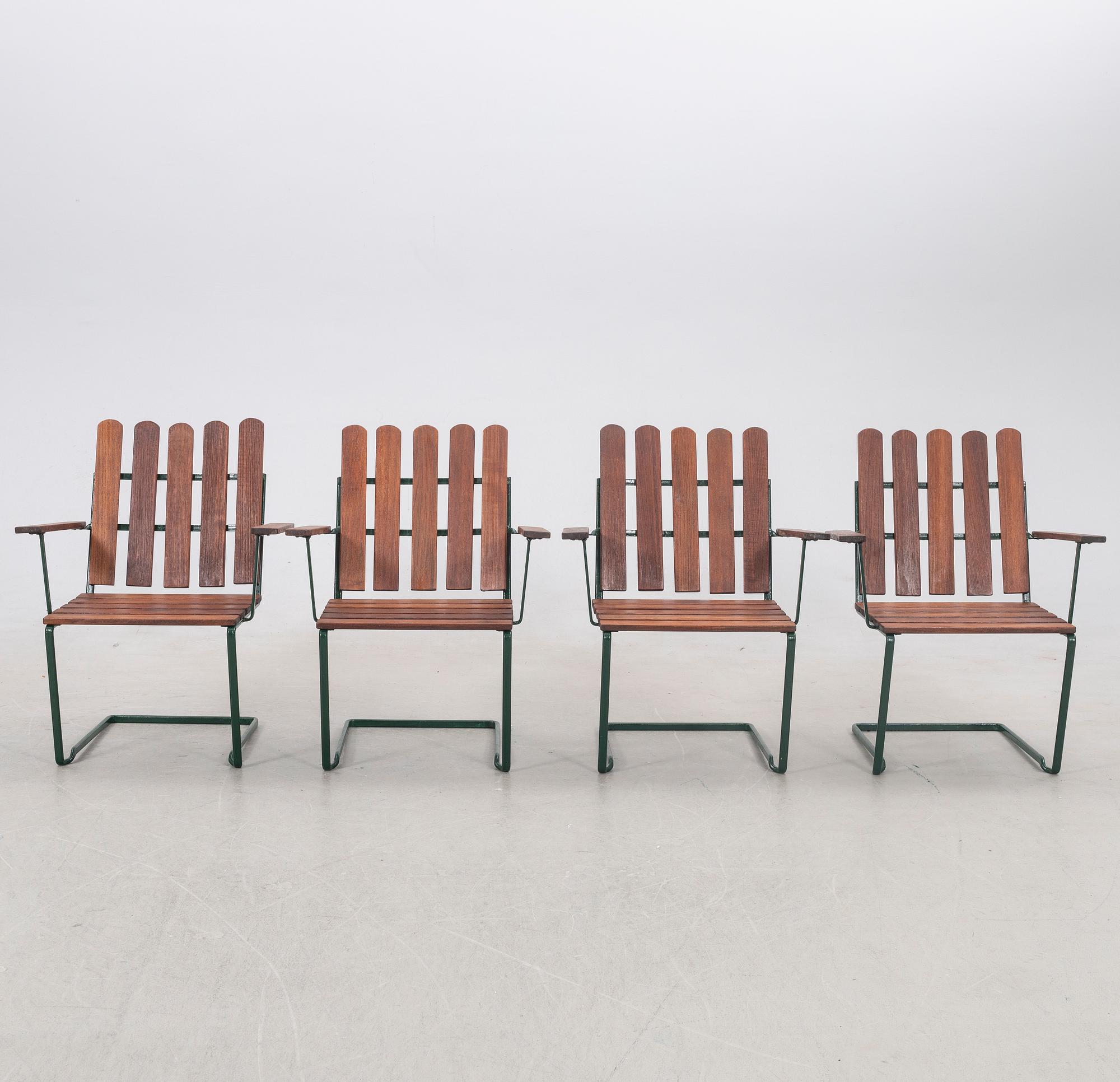 Arthur Lindqvist, Armchairs, 4 pcs, model A2, Grythyttan, 20th century.