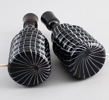 BORDSLAMPOR, 1 par, glas, 1900-talets mitt.