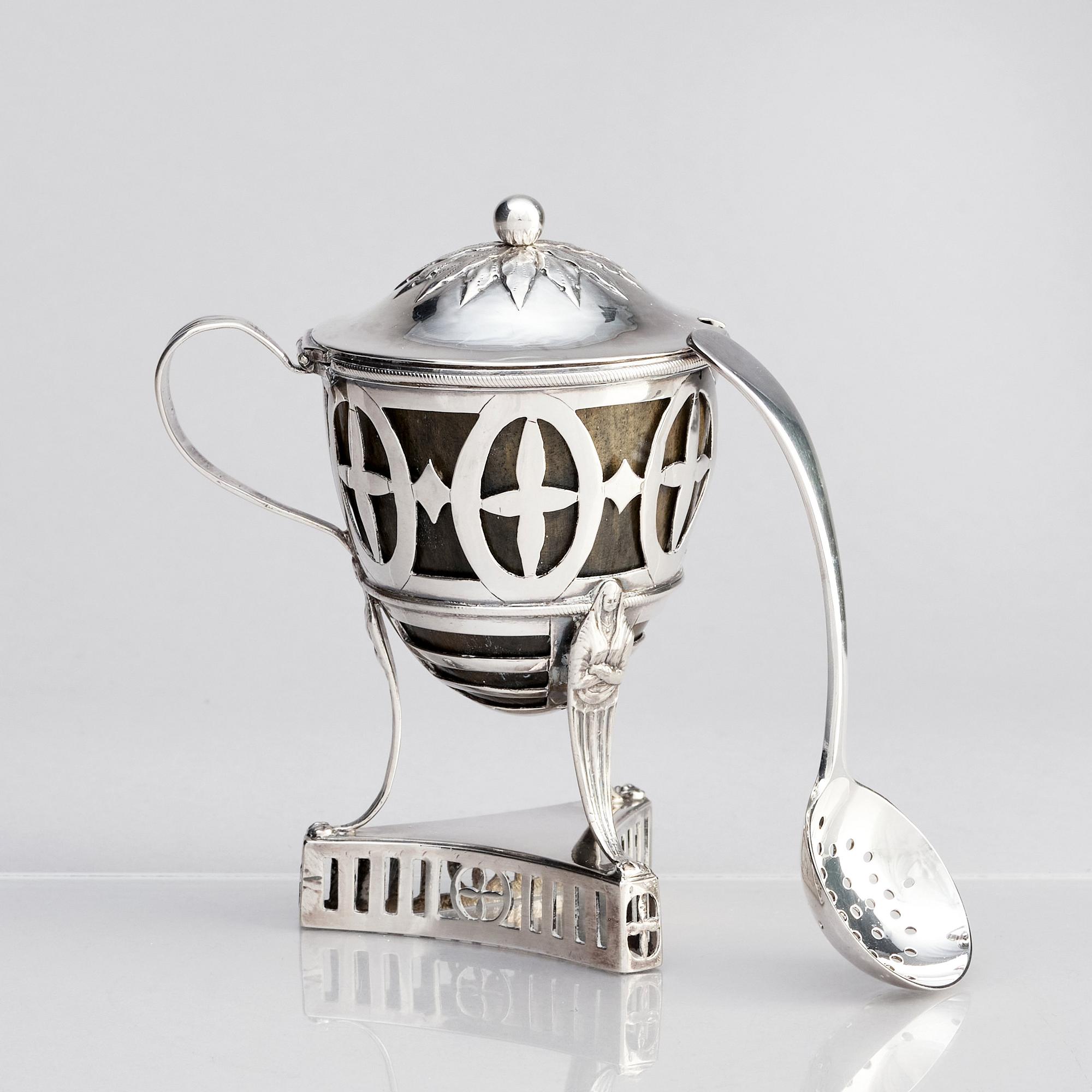 Johan Abraham Hallard, sockerskål med lock, silver, Stockholm 1794.