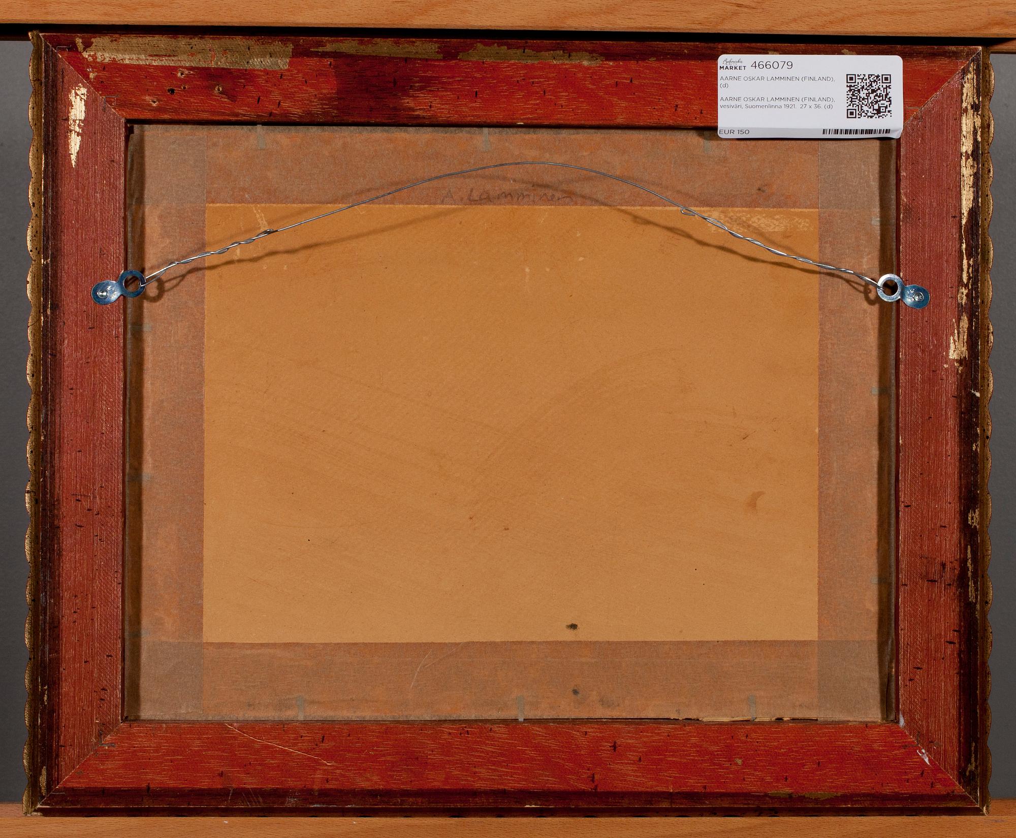 AARNE OSKAR LAMMINEN, akvarell, signerad och daterad 1921.