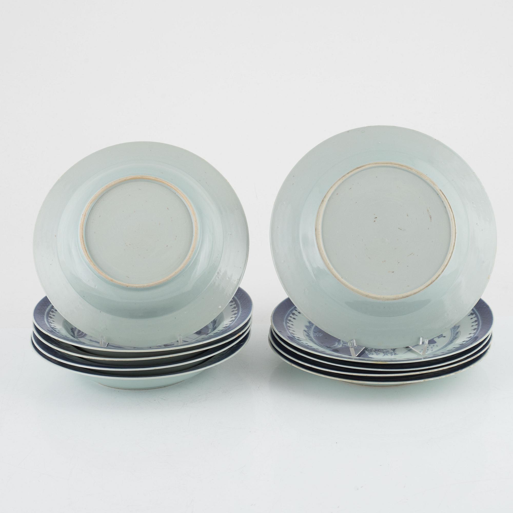 Tallrikar, 12 st, porslin, kina, Jiaqing (1796-1820).