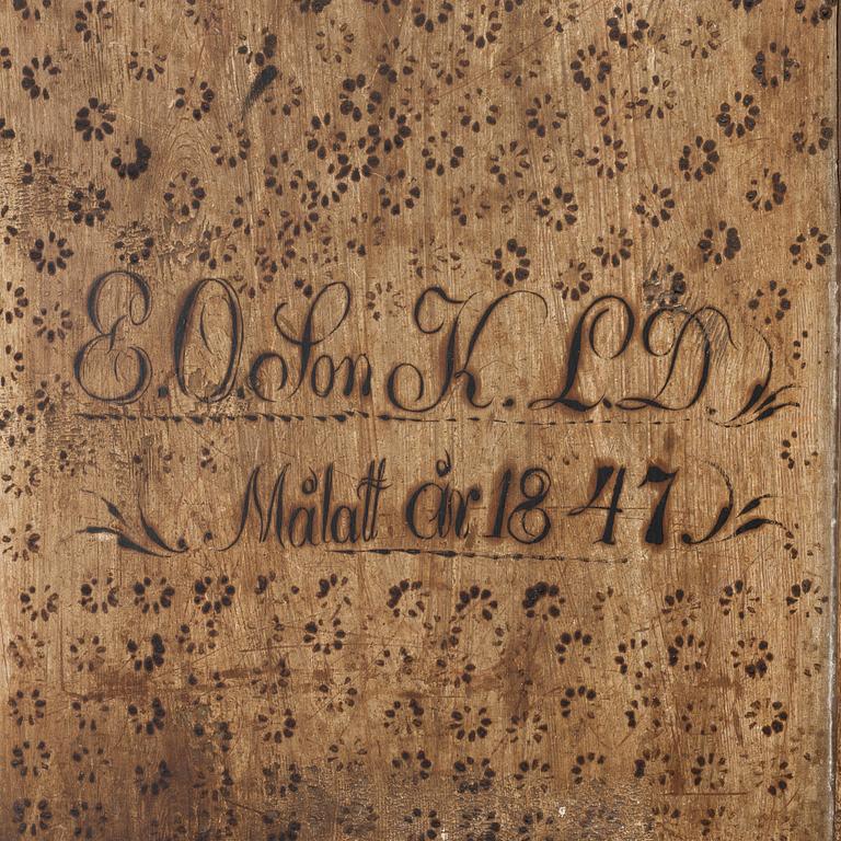 A painted cabinet, Värmland, dated 1847.
