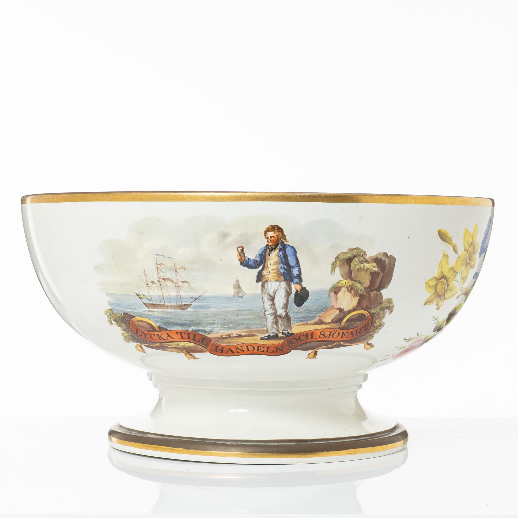 A massive Swedish earthenware punch bowl, around 1900.