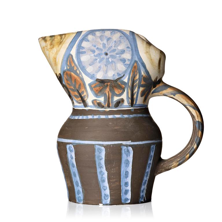 Pablo Picasso, kanna, lergods, "Pichet gothique aux marguerites", unikat, Madoura, Vallauris, Frankrike, 1953.