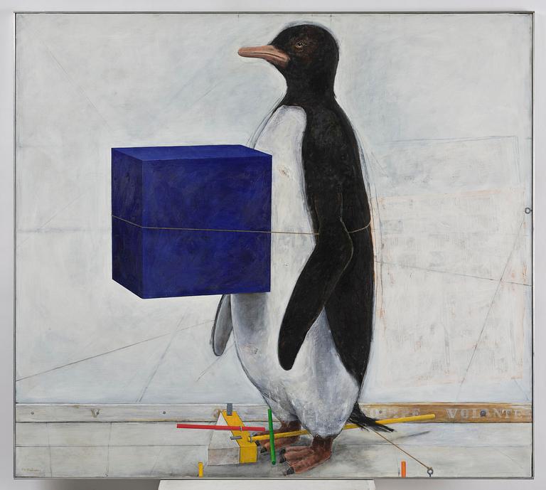 PG Thelander, Penguin with blue box.