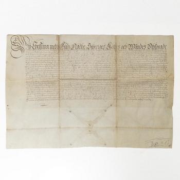 Gift deed signed by Queen Christina, 1647.