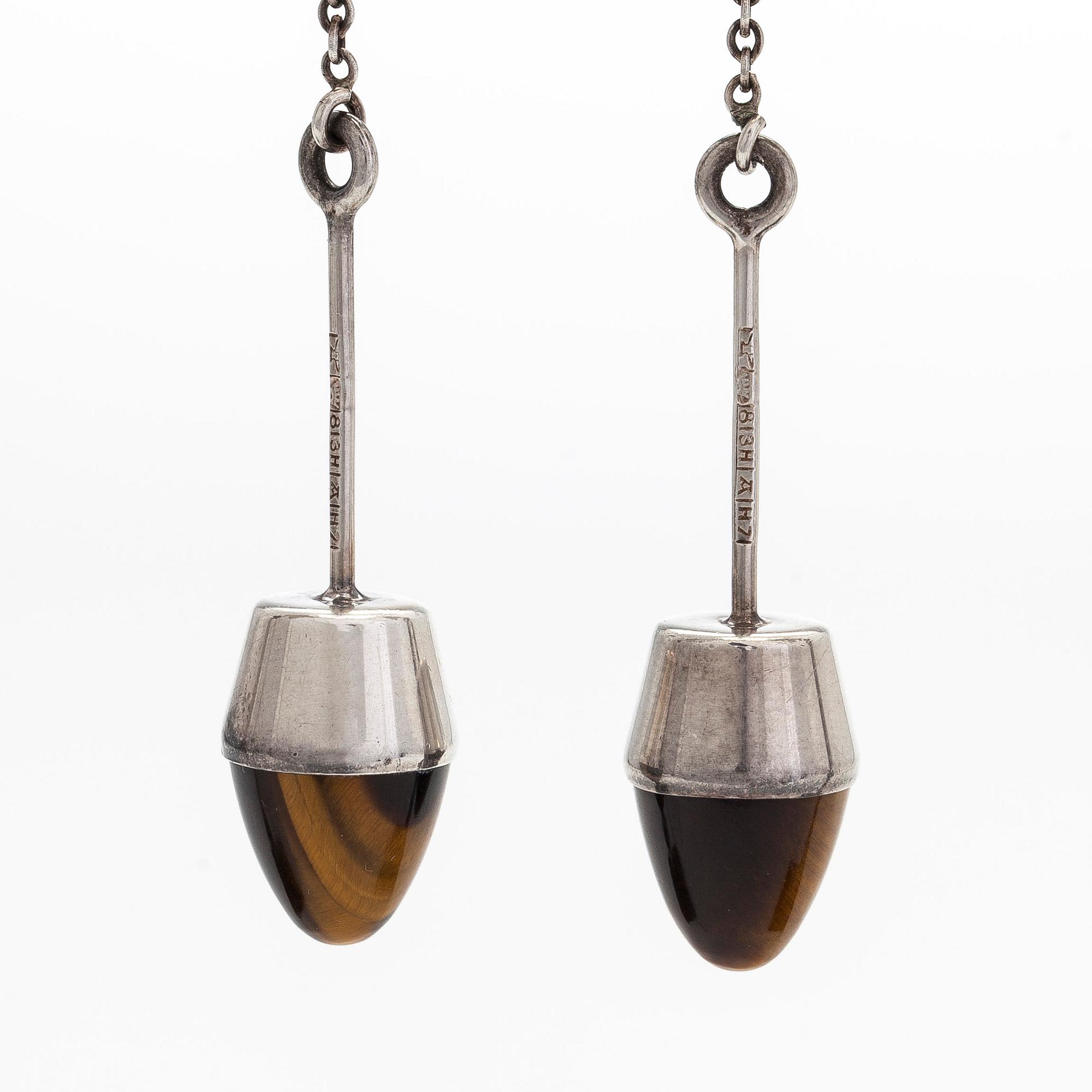 Elis Kauppi, pendant, silver, tiger's eye.