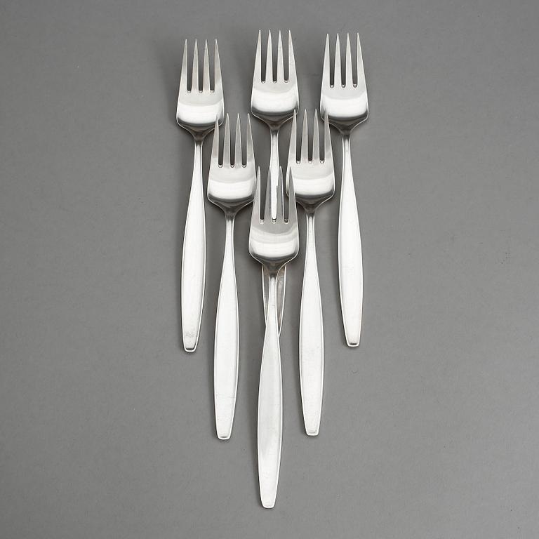 BORDSGAFFLAR, 6 st, silver, modell Cypress,  George Jensen. Tot vikt ca 234 gram.