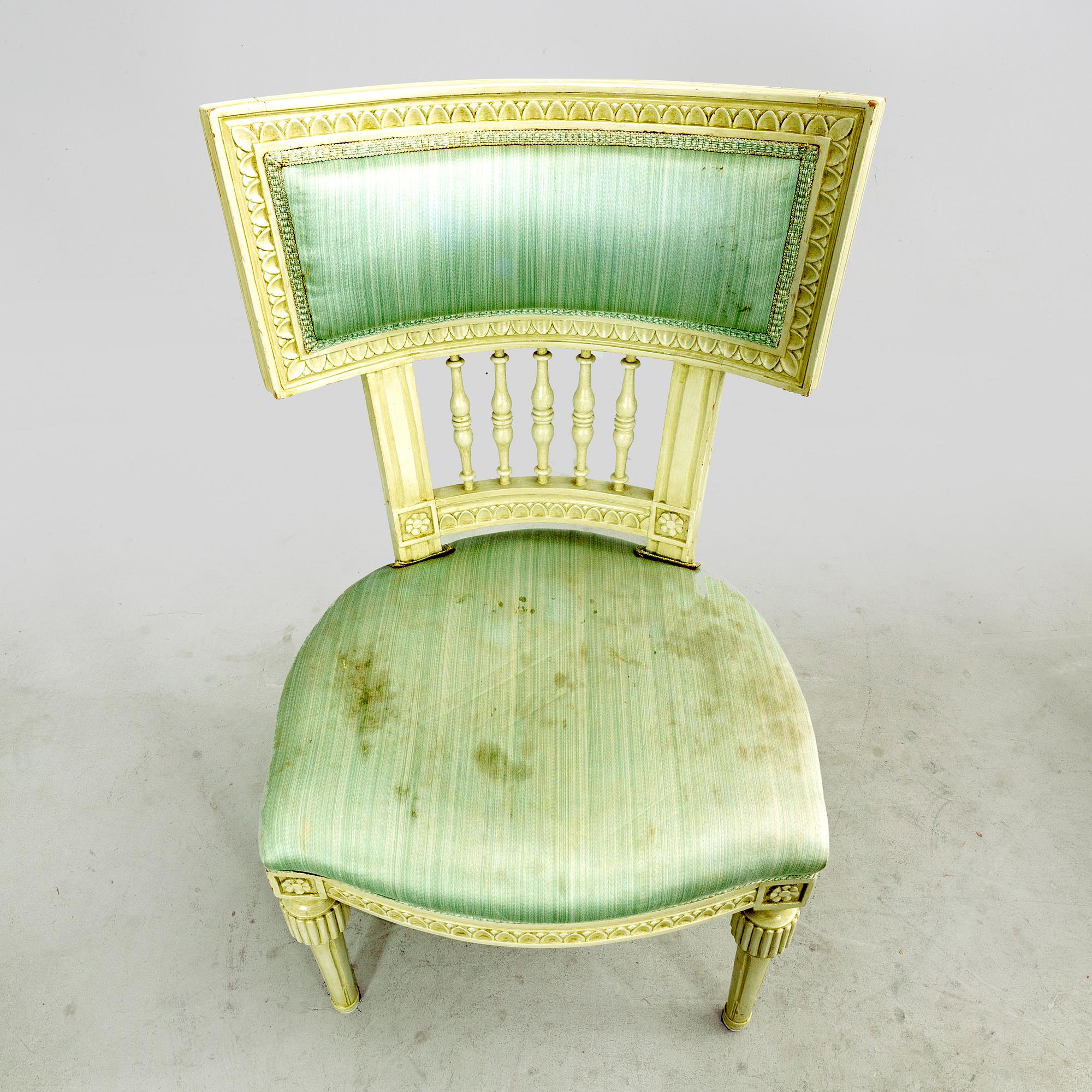 Stolar 6 st Sengustavianska. Västsverige, omkring år 1800.